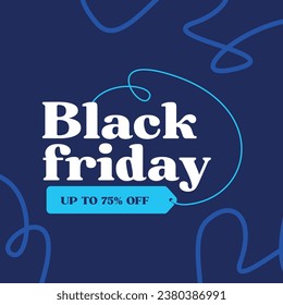 Black Friday Logo Icon Blue Tag Vector Sale template Lines