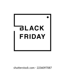 Icono del logotipo del Viernes Negro, icono editable del Viernes Negro en forma cuadrada minimalista y fondo blanco 