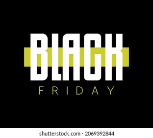 Black Friday Logo Modern Sale banner minimal design with black, white and green typography dark background