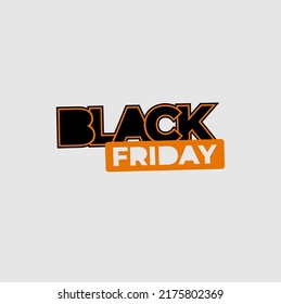 BLACK FRIDAY logo with outline, box, writing and vector icon, black and orange