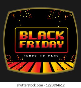 black Friday logo with retro video game style