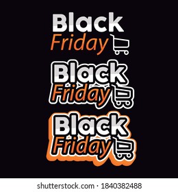logotipo negro de viernes con tres estilos diferentes perfecto para el usuario en la temporada de noviembre