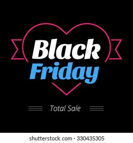 black friday love heart pink and white vector