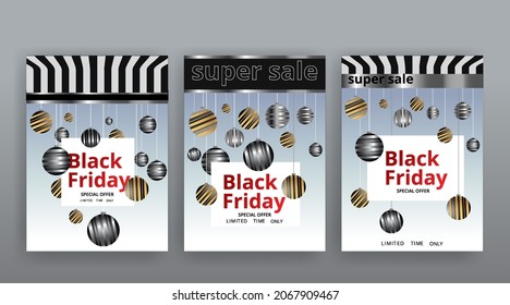 El concepto de lujo del Viernes Negro, la promoción Super Sale de fondo de Navidad. Letras de oro. Diseño de Año Nuevo y Navidad. ilustración vectorial 