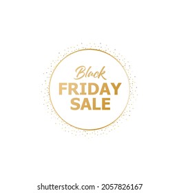 Black friday luxury poster. Promotion banner with, golden confetti on background. Eps 10