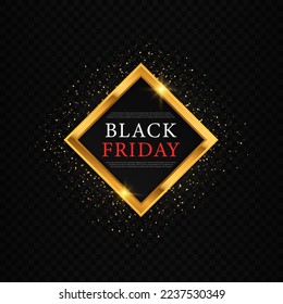 Black friday luxury sale banner. Golden text lettering. Sale banner, poster, logo.