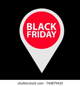 Black friday mark map, marker icon, logo