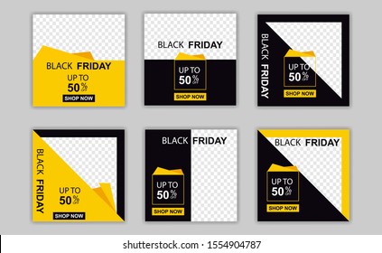 Black friday media social post collection. - Vector