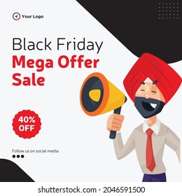 Black Friday mega offer sale banner design.