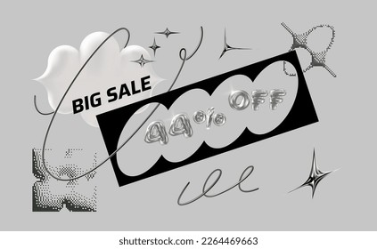 Black friday mega sale banner. Cyber monday Vector discount sticker. Price tag figures in trendy 3d style.	