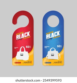 Black Friday Mega Sale Door Hanger Template or Two Color Fashionable Bag Sale Door Hanger Design
