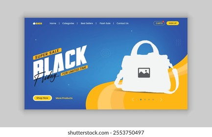 Black Friday Mega Sale Exclusive Handbag Sale Website Home Page Template or Single Product Sale Landing Page User Interface Design