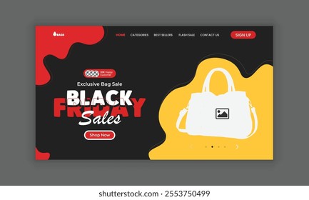 Black Friday Mega Sale Exclusive Handbag Sale Website Home Page Template or Single Product Sale Landing Page User Interface Design