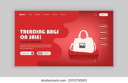 Black Friday Mega Sale Exclusive Handbag Sale Website Home Page Template or Single Product Sale Landing Page User Interface Design