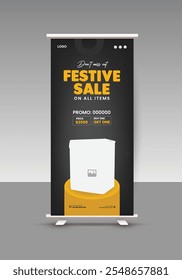 Black Friday mega sale home appliance product sale roll up display standee banner design template