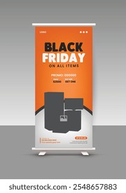 Black Friday mega sale home appliance product sale roll up display standee banner design template