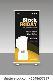 Black Friday mega sale home appliance product sale roll up display standee banner design template