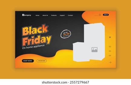 Black Friday mega Sale landing page user interface, user experience design template or Home Appliance website landing page design template
