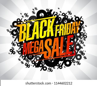 Black friday mega sale, vector banner concept