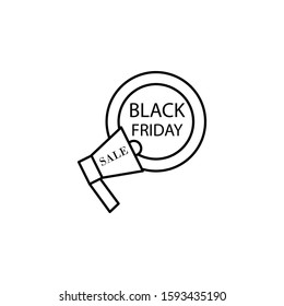 Black friday, megaphone icon. Simple thin line, outline vector of black friday icons for ui and ux, website or mobile application