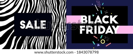 Black friday. Memphis border frame. Geometrical banner. Retro, vintage 80s, 90s style. Vector artwork. Blue, white, pink, yellow, beige, purple colors. Logo, label, branding. Print, poster, wallpaper