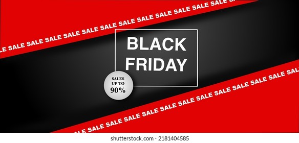Black Friday minimalistic banner with red accent can be used  for web design as banner, for flyer, card, brochure print. Vector illustration.