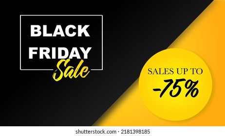 Black Friday minimalistic banner with yellow accents can be used  for web design as banner, for flyer, card, brochure print. Vector illustration.