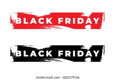 Black Friday minimalistic grunge sale banner. Minimal style Vector illustration. Black Friday isolated on red and black background