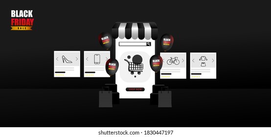 Black friday mobile phone store background design template