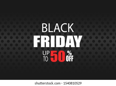 Black Friday modern geometric background vector. Up to 50% off discount banner. 