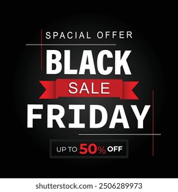 Black Friday modern linear typography text illustration isolated on black background. vector illustration.