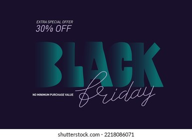 Viernes Negro. Diseño minimalista moderno con tipografía de colores. Plantilla de banner de venta para publicidad, publicidad, web, social y de moda. Cartel de venta del viernes negro. Ilustración vectorial.
