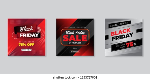 Black Friday modern promotion square web banner for social media mobile apps. Elegant sale and discount promo backgrounds with abstract pattern. Email ad newsletter layouts.