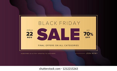 Black Friday modern promotion web banner for social media mobile apps. Elegant sale and discount promo backgrounds with abstract pattern. Email website ad newsletter layouts.