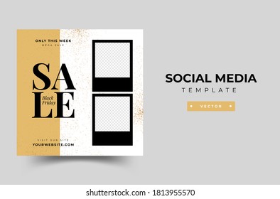 Black Friday modern promotion web banner for social media mobile apps. Elegant sale and discount promo backgrounds with abstract pattern.