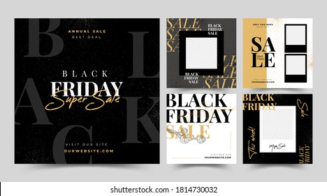 Black Friday modern promotion web banner for social media mobile apps. Elegant sale and discount promo backgrounds with abstract pattern.