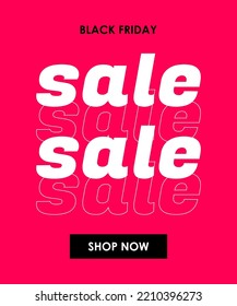Black Friday moderne Web-Banner Vorlage mit Zeilentext. Design für Black Friday Verkauf Banner. Werbeplakat mit Text auf rosafarbenem Hintergrund. Vektorgrafik.