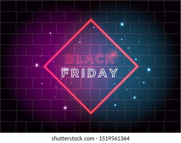 Black Friday neon advertisement sale vector background image