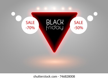 Black friday neon banner sale vector illustration.