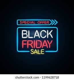 Black friday neon light banner.