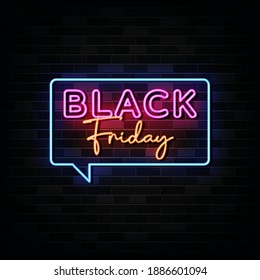 Black Friday Neon Signs Vector. Design Template Neon Style