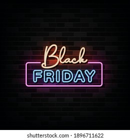 Black Friday  Neon Signs Vector. Design Template Neon Style