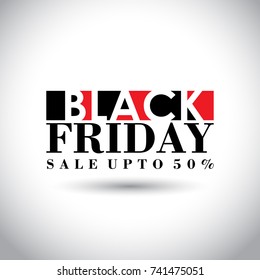 Black Friday. New Abstract Typography on White Background. 50% off