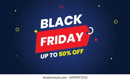 Black Friday November Sale Red Yellow Gradient Up to 50% Off Big Offer with White Background Vector Illustration Elements Special Discounts Await advertising super sale big discount banner