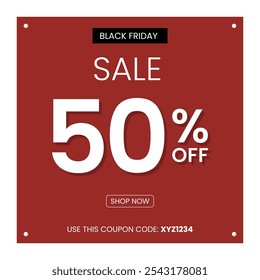 Black Friday Offer Banner, Free Download Vector, Editable Template, Up to 50% Off