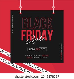 Black Friday Oferta Anuncio, Vector de Descarga Gratis, Plantilla Editable, Hasta 50% de Descuento