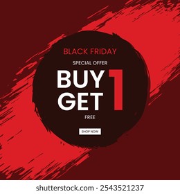 Anuncio de oferta de Black Friday, Vector de Descarga gratis, Plantilla editable, Compra 1 y obtén 1 oferta gratis