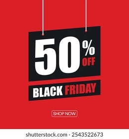 Black Friday Oferta Anuncio, Vector de Descarga Gratis, Plantilla Editable, Hasta 50% de Descuento