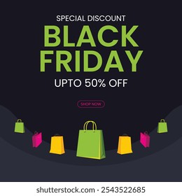 Black Friday Offer Banner, Free Download Vector, Editable Template, Up to 50% Off