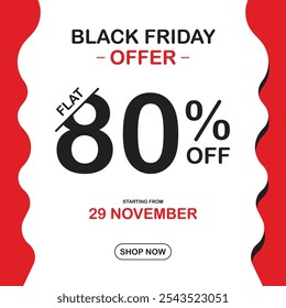 Black Friday Offer Banner, kostenloser Download-Vektor, bearbeitbare Vorlage, bis zu 80% Rabatt